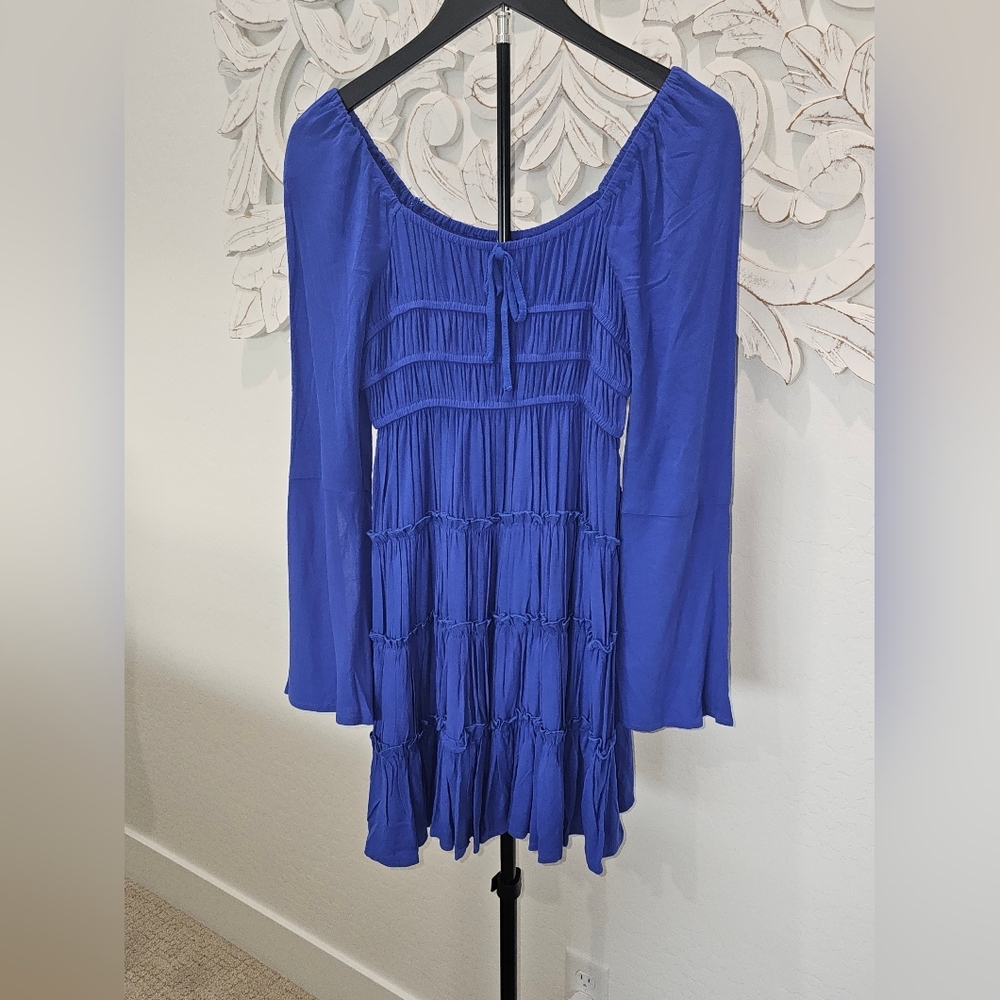 Chelsea & Violet Royal Smocked Ruffle Above Knee Mini Blue Dress Girl Sz 16 NWT